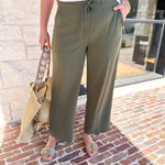 LIVERPOOL - Pull On Cropped Pant - Green-400 Pants-LIVERPOOL JEANS COMPANY-July & June Women's Fashion Boutique Located in San Antonio, Texas
