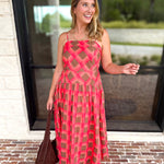 Carried Away Midi Dress - Coral-500 Midi-ENTRO-July & June Women's Fashion Boutique Located in San Antonio, Texas