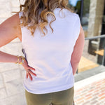 LIVERPOOL - Sleeveless V-Neck Knit Tank - White-210 Casual Blouses-LIVERPOOL JEANS COMPANY-July & June Women's Fashion Boutique Located in San Antonio, Texas