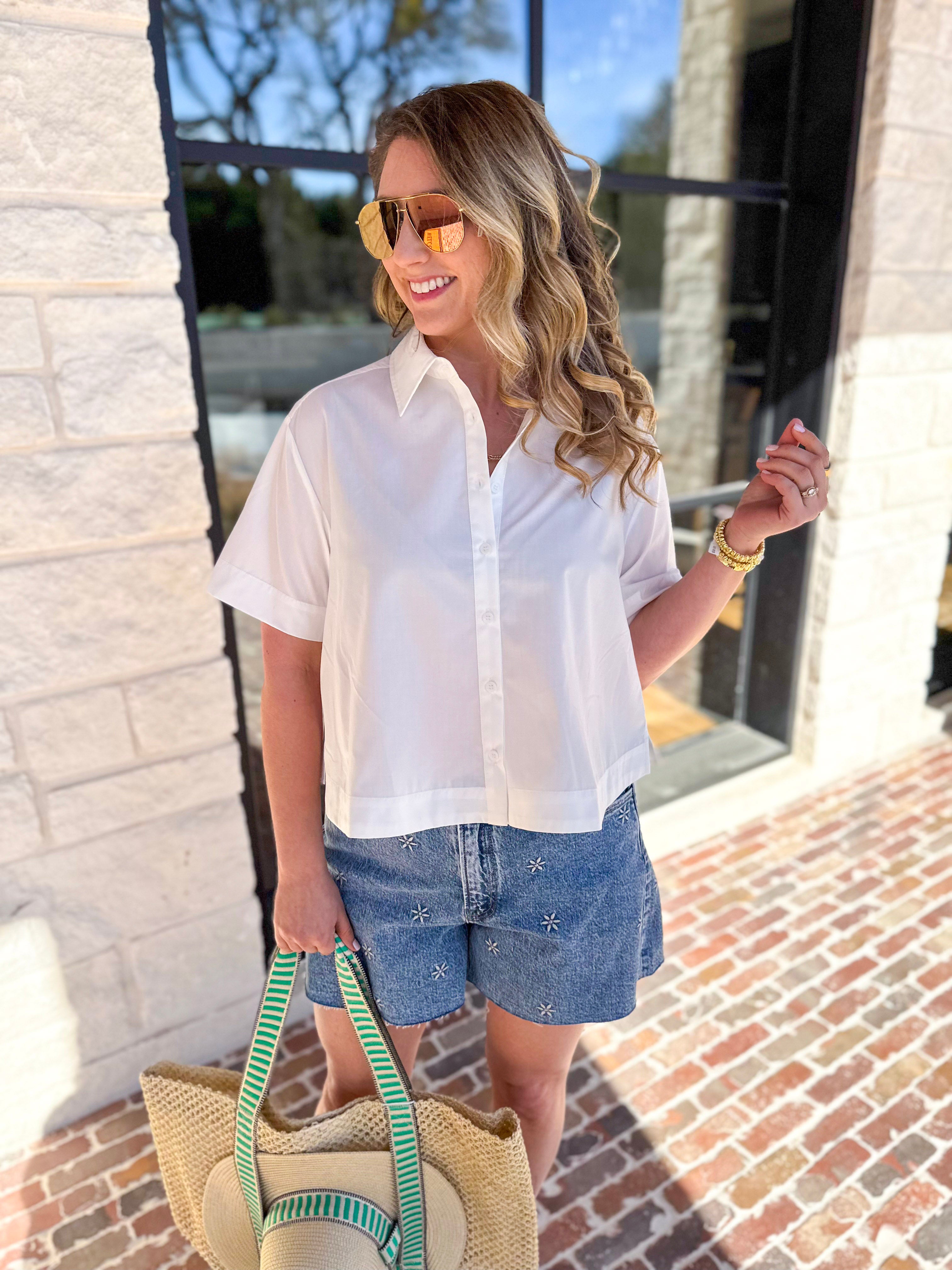 Current Air - Pleated Button Down Blouse-200 Fashion Blouses-CURRENT AIR CLOTHING-July & June Women's Fashion Boutique Located in San Antonio, Texas