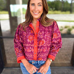 Spiced Plum Floral Blouse-200 Fashion Blouses-ENTRO-July & June Women's Fashion Boutique Located in San Antonio, Texas