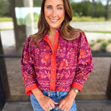 Spiced Plum Floral Blouse-200 Fashion Blouses-ENTRO-July & June Women's Fashion Boutique Located in San Antonio, Texas