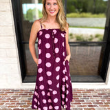 Pink Ganache Polka Dot Midi Dress-500 Midi-ENTRO-July & June Women's Fashion Boutique Located in San Antonio, Texas