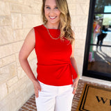 Current Air - Elevated Wrap Tank - Red-200 Fashion Blouses-CURRENT AIR CLOTHING-July & June Women's Fashion Boutique Located in San Antonio, Texas