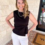 Current Air - Elevated Wrap Tank - Black-200 Fashion Blouses-CURRENT AIR CLOTHING-July & June Women's Fashion Boutique Located in San Antonio, Texas