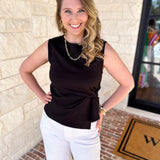 Current Air - Elevated Wrap Tank - Black-200 Fashion Blouses-CURRENT AIR CLOTHING-July & June Women's Fashion Boutique Located in San Antonio, Texas