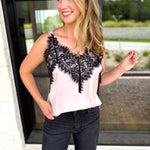 Liverpool - Date Night Lace Cami - Blush Pink-200 Fashion Blouses-LIVERPOOL JEANS COMPANY-July & June Women's Fashion Boutique Located in San Antonio, Texas