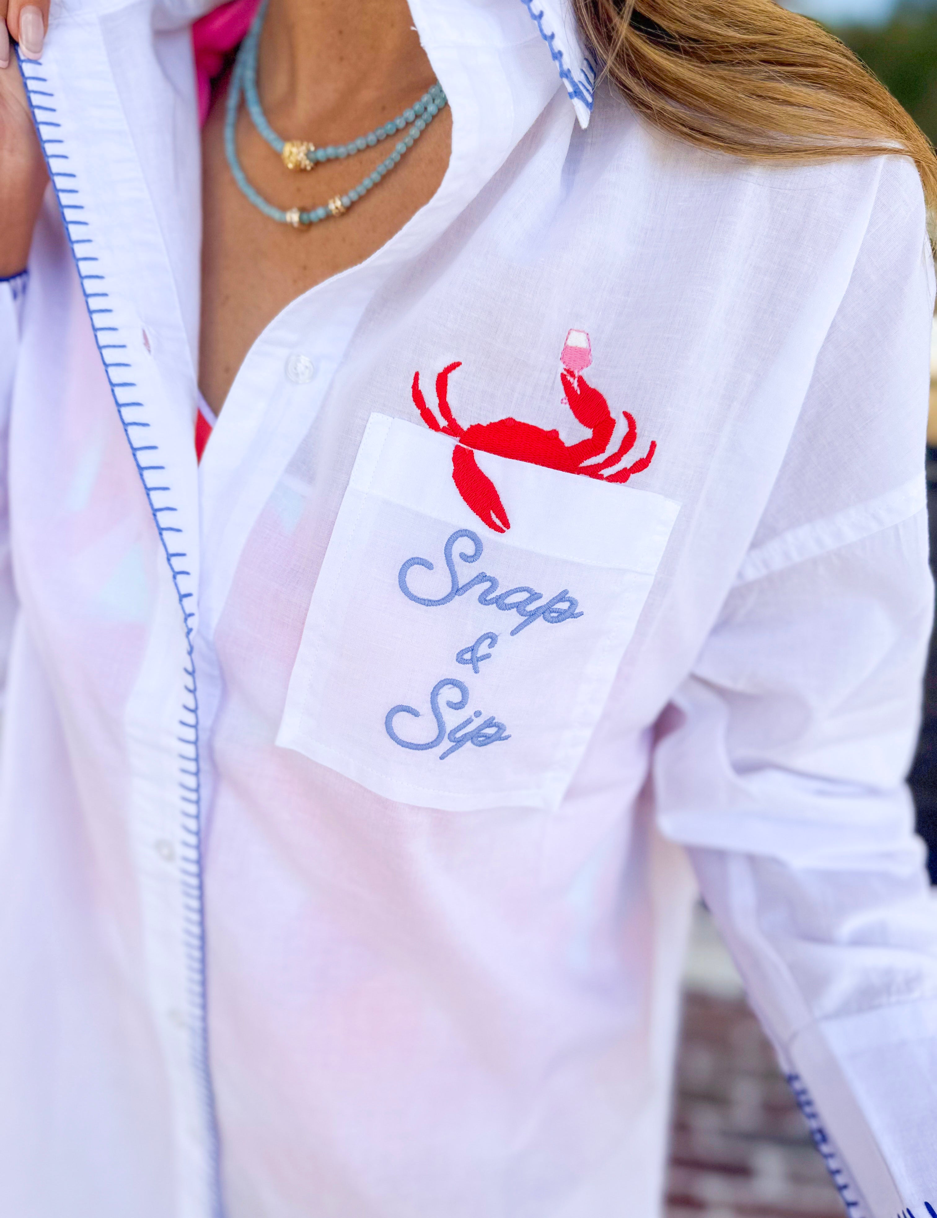 Button Down Cover Up - Snap & Sip-300 Athleisure/Lounge-SHIRALEAH-July & June Women's Fashion Boutique Located in San Antonio, Texas