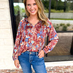 Current Air - Fall Gardens Blouse-200 Fashion Blouses-CURRENT AIR CLOTHING-July & June Women's Fashion Boutique Located in San Antonio, Texas