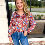 Current Air - Fall Gardens Blouse-200 Fashion Blouses-CURRENT AIR CLOTHING-July & June Women's Fashion Boutique Located in San Antonio, Texas