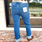 Vervet - High Rise Cropped & Cuffed Straight Leg Jeans-420 Denim-VEVERT BY FLYING MONKEY-July & June Women's Fashion Boutique Located in San Antonio, Texas