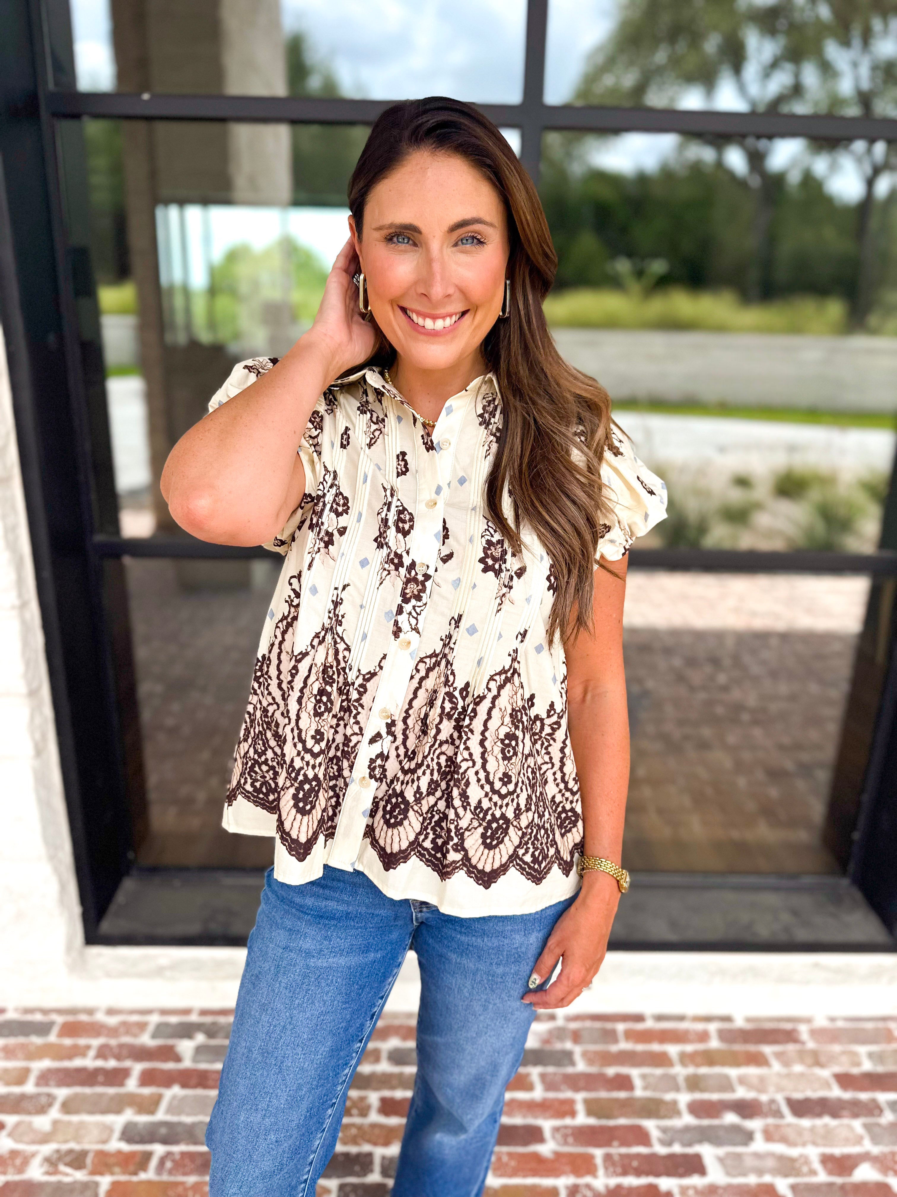 Feminine Feeling Puff Sleeve Blouse-200 Fashion Blouses-ENTRO-July & June Women's Fashion Boutique Located in San Antonio, Texas