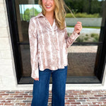 Current Air - Rosé Satin Button Down Blouse-200 Fashion Blouses-CURRENT AIR CLOTHING-July & June Women's Fashion Boutique Located in San Antonio, Texas