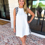 Black & White Embroidered Mini Dress-510 Mini-STRUT & BOLT-July & June Women's Fashion Boutique Located in San Antonio, Texas