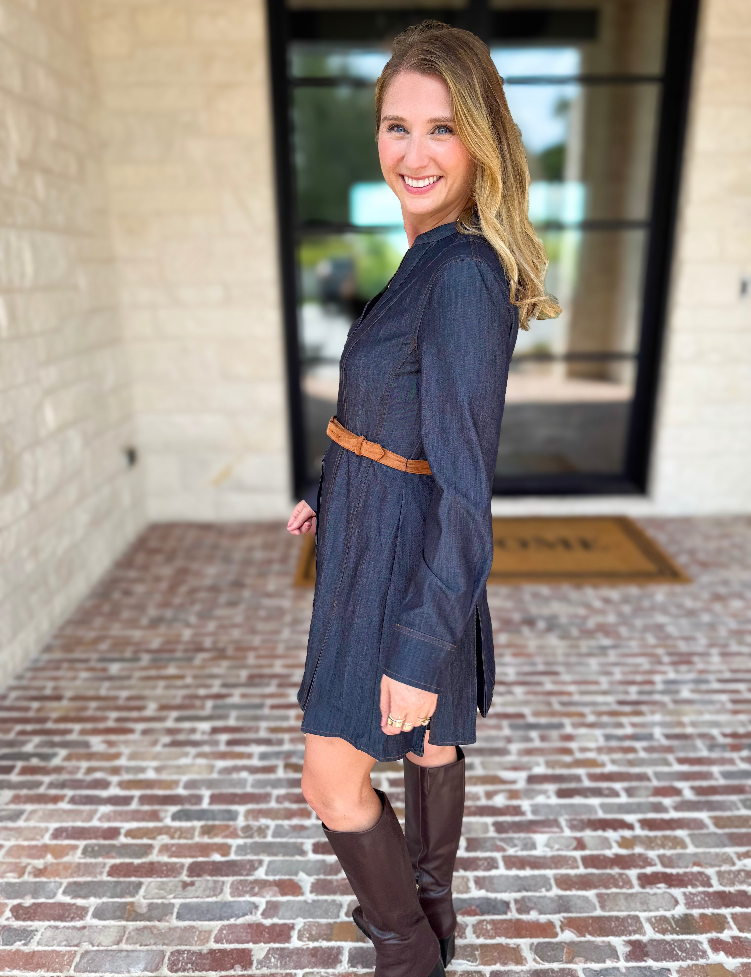 Current Air - Chic Denim Daydream Mini Dress-510 Mini-CURRENT AIR CLOTHING-July & June Women's Fashion Boutique Located in San Antonio, Texas