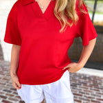 Everyday Pick Top - Red-210 Casual Blouses-JODIFL-July & June Women's Fashion Boutique Located in San Antonio, Texas
