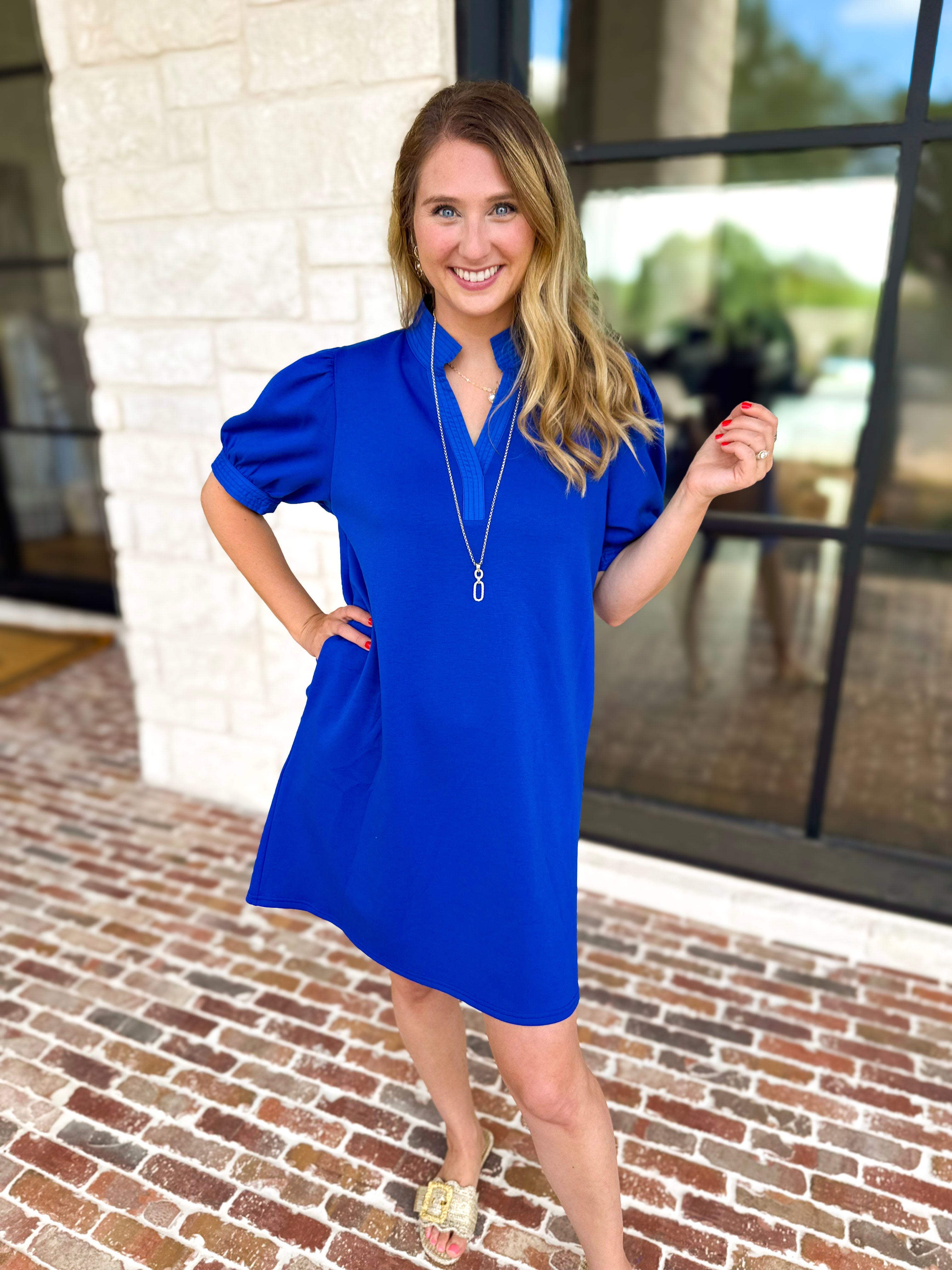 Refined Mini Dress - Blue-510 Mini-JODIFL-July & June Women's Fashion Boutique Located in San Antonio, Texas