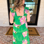 THML - Kelly Green Floral Tiered Midi Dress-500 Midi-THML-July & June Women's Fashion Boutique Located in San Antonio, Texas