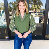 The Lucy Blouse - Green-200 Fashion Blouses-ENTRO-July & June Women's Fashion Boutique Located in San Antonio, Texas