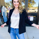 The Blair Blazer - Black-600 Outerwear-SKIES ARE BLUE-July & June Women's Fashion Boutique Located in San Antonio, Texas