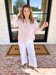 Bow Detailed Blouse - Pink-200 Fashion Blouses-IN FEBRUARY-July & June Women's Fashion Boutique Located in San Antonio, Texas