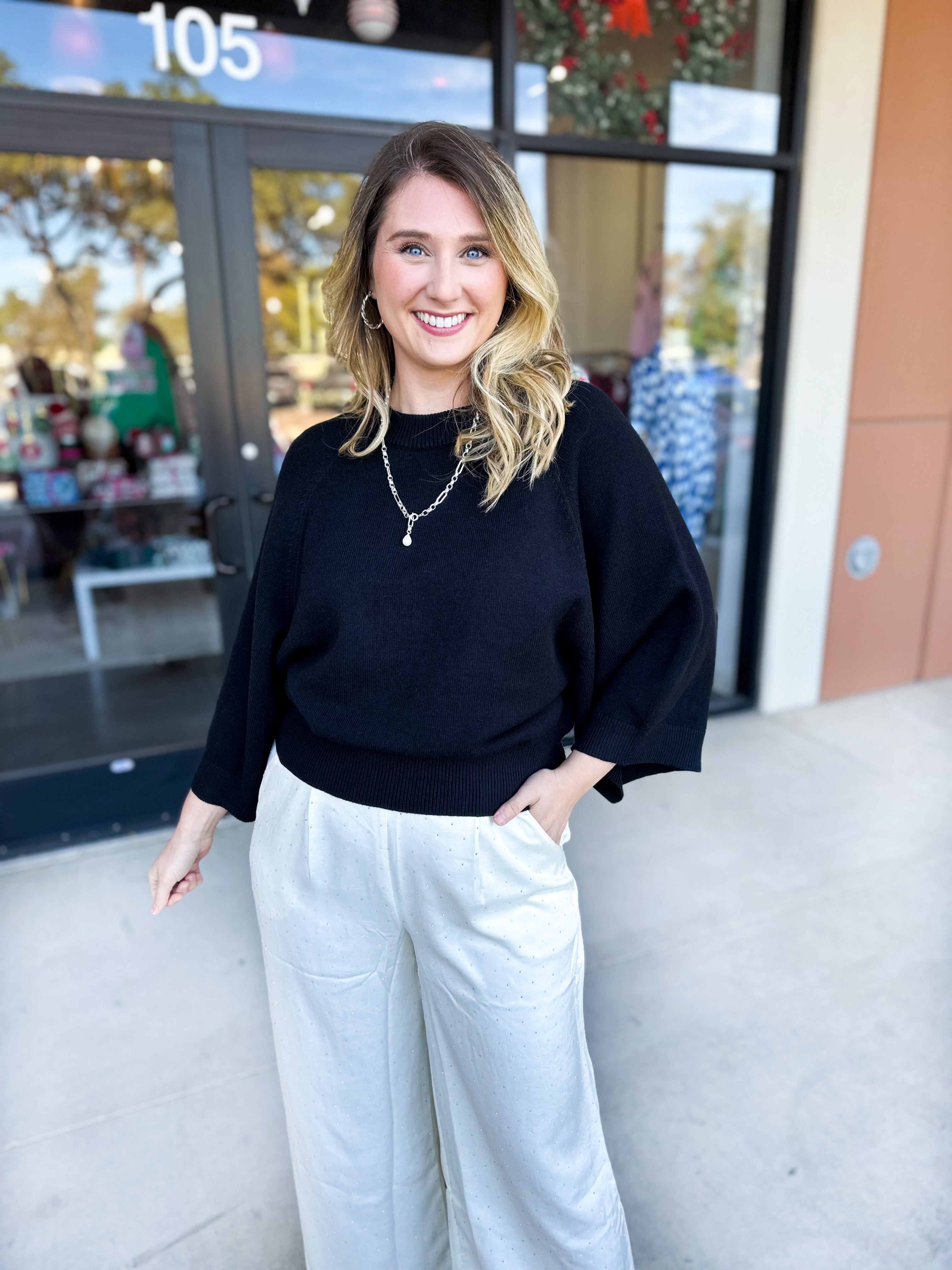 Fall's Favorite Sweater Top - Black-230 Sweaters/Cardis-FATE-July & June Women's Fashion Boutique Located in San Antonio, Texas