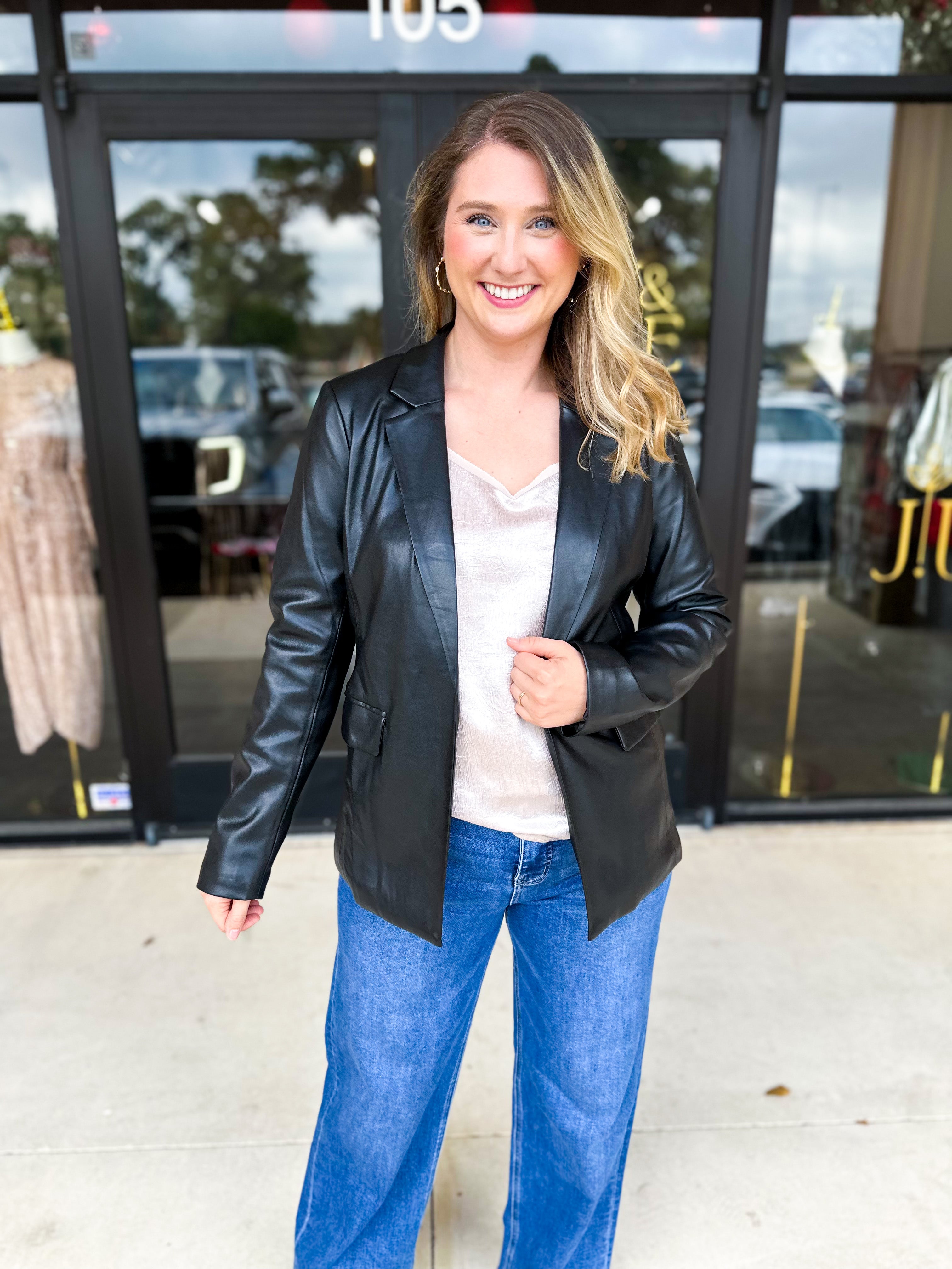 The Girlfriend Blazer-600 Outerwear-SKIES ARE BLUE-July & June Women's Fashion Boutique Located in San Antonio, Texas