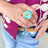 Easton Elle - Round Turquoise Ring-110 Jewelry & Hair-Easton Elle-July & June Women's Fashion Boutique Located in San Antonio, Texas