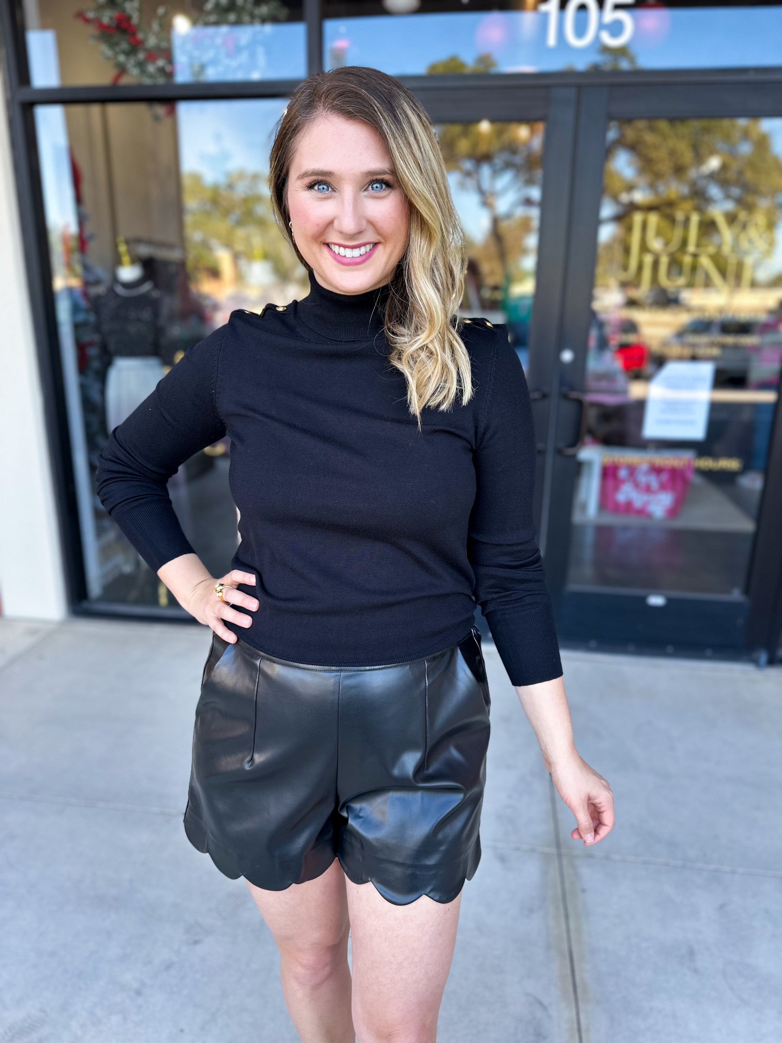 Classic Turtleneck Sweater Top - Black-230 Sweaters/Cardis-SKIES ARE BLUE-July & June Women's Fashion Boutique Located in San Antonio, Texas