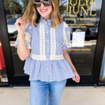 Blue Skies Crochet Blouse-200 Fashion Blouses-ENTRO-July & June Women's Fashion Boutique Located in San Antonio, Texas