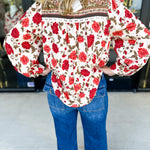 Autumn Floral Blouse-200 Fashion Blouses-ENTRO-July & June Women's Fashion Boutique Located in San Antonio, Texas