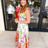 Vibrant Petals Midi Dress-500 Midi-FATE-July & June Women's Fashion Boutique Located in San Antonio, Texas