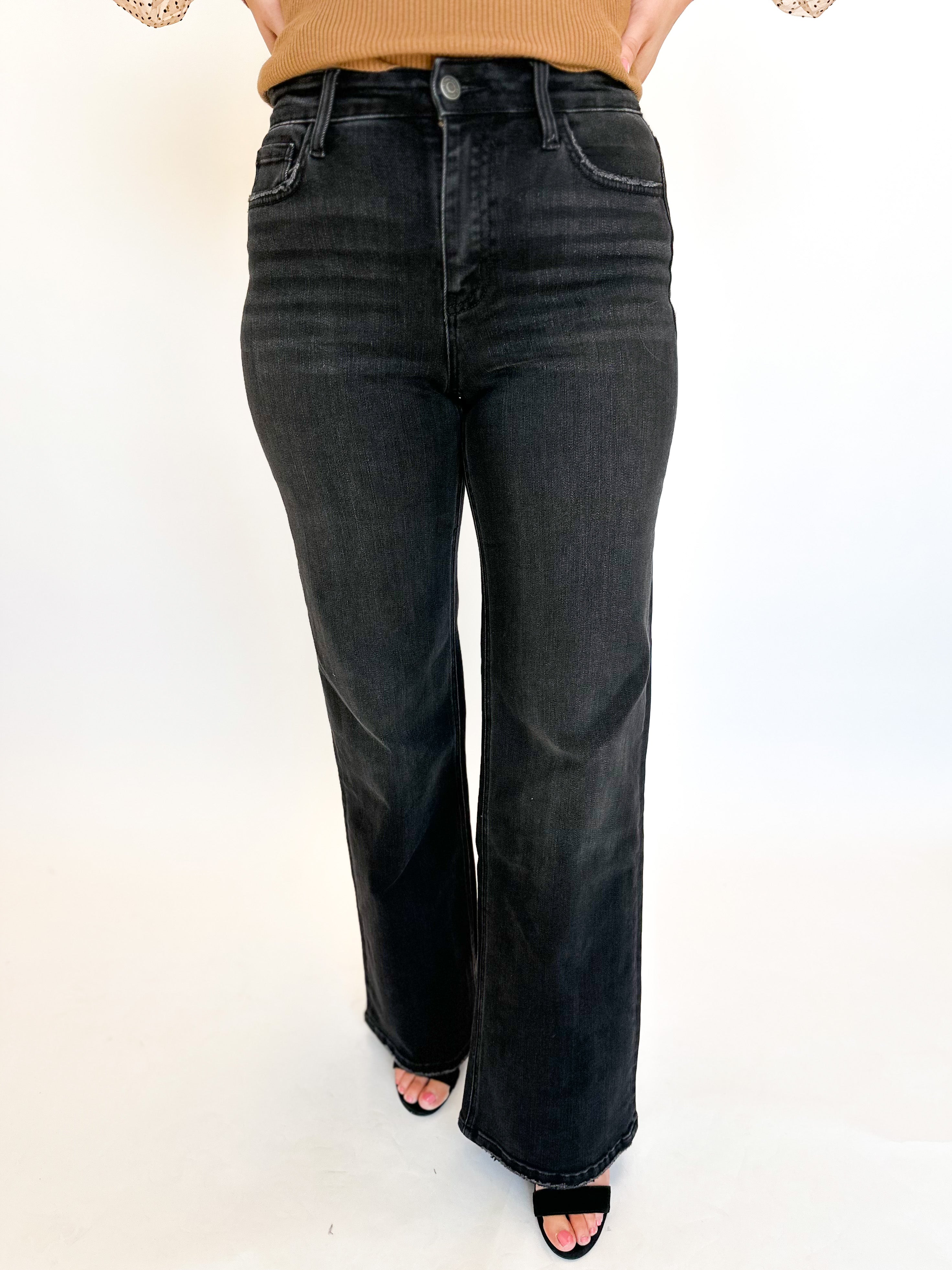 Vervet High Rise Black Wide Leg Jeans-400 Pants-VEVERT BY FLYING MONKEY-July & June Women's Fashion Boutique Located in San Antonio, Texas
