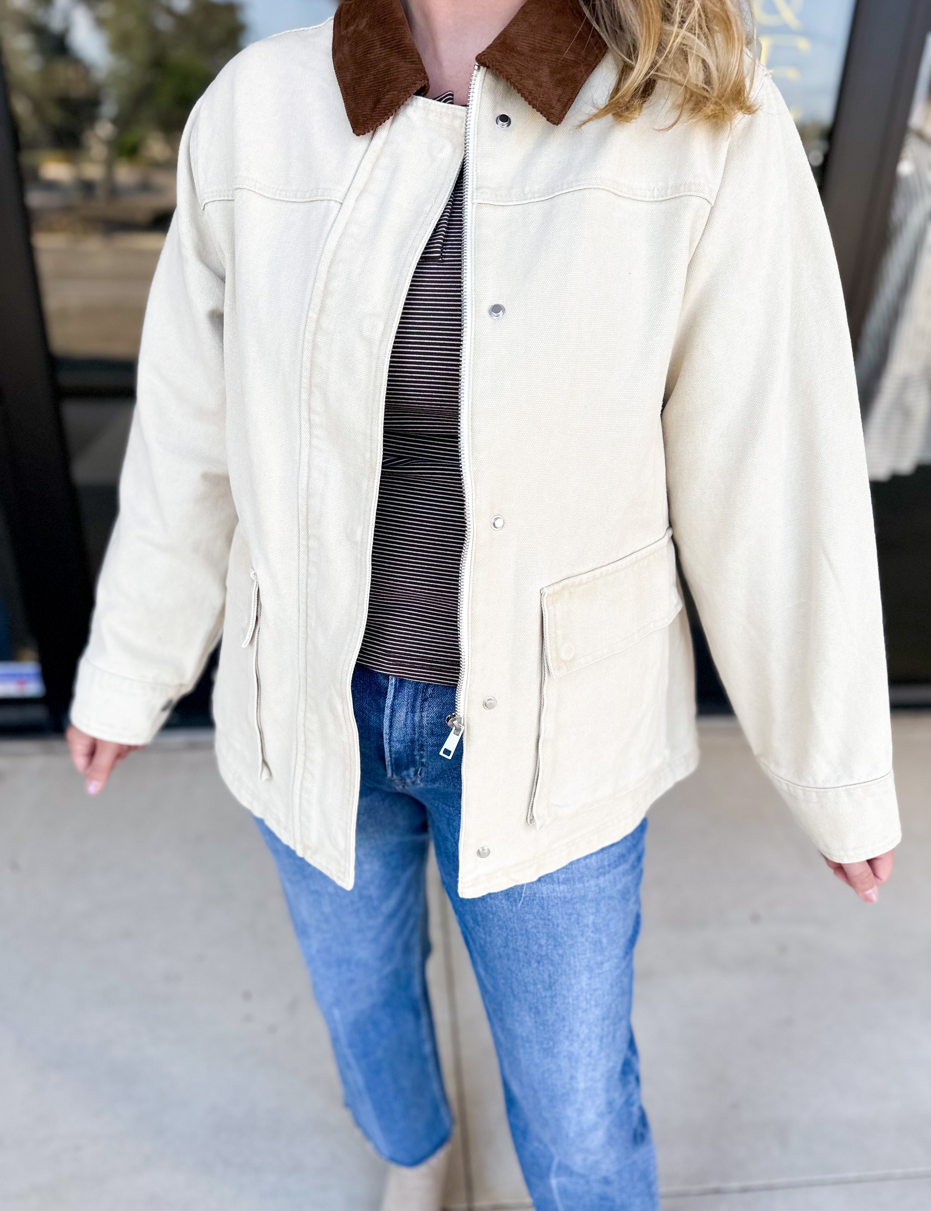 Barn Jacket - Tan-600 Outerwear-AARON & AMBER-July & June Women's Fashion Boutique Located in San Antonio, Texas