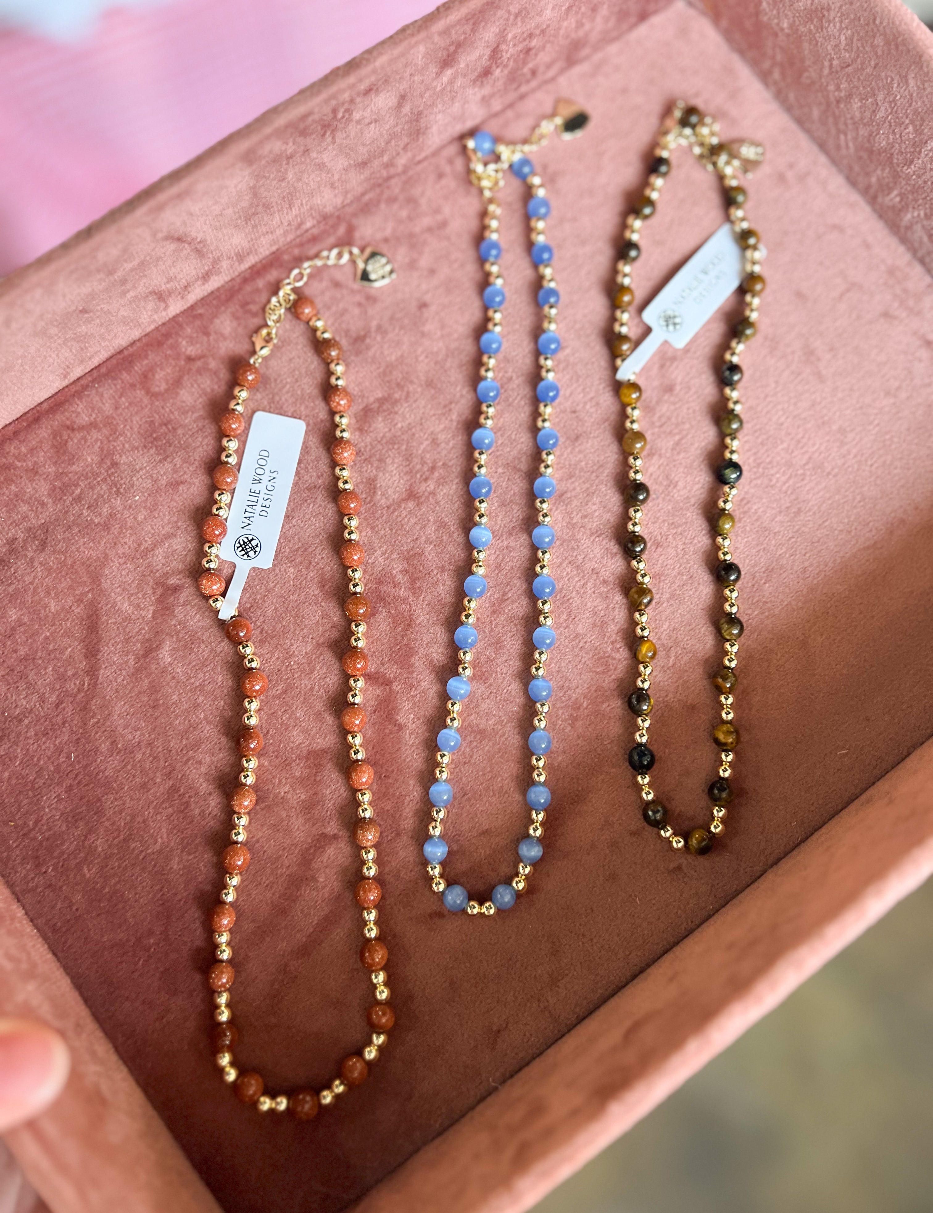 Natalie Wood - Adorned Mini Beaded Necklace - Sandstone-110 Jewelry & Hair-Natalie Wood-July & June Women's Fashion Boutique Located in San Antonio, Texas