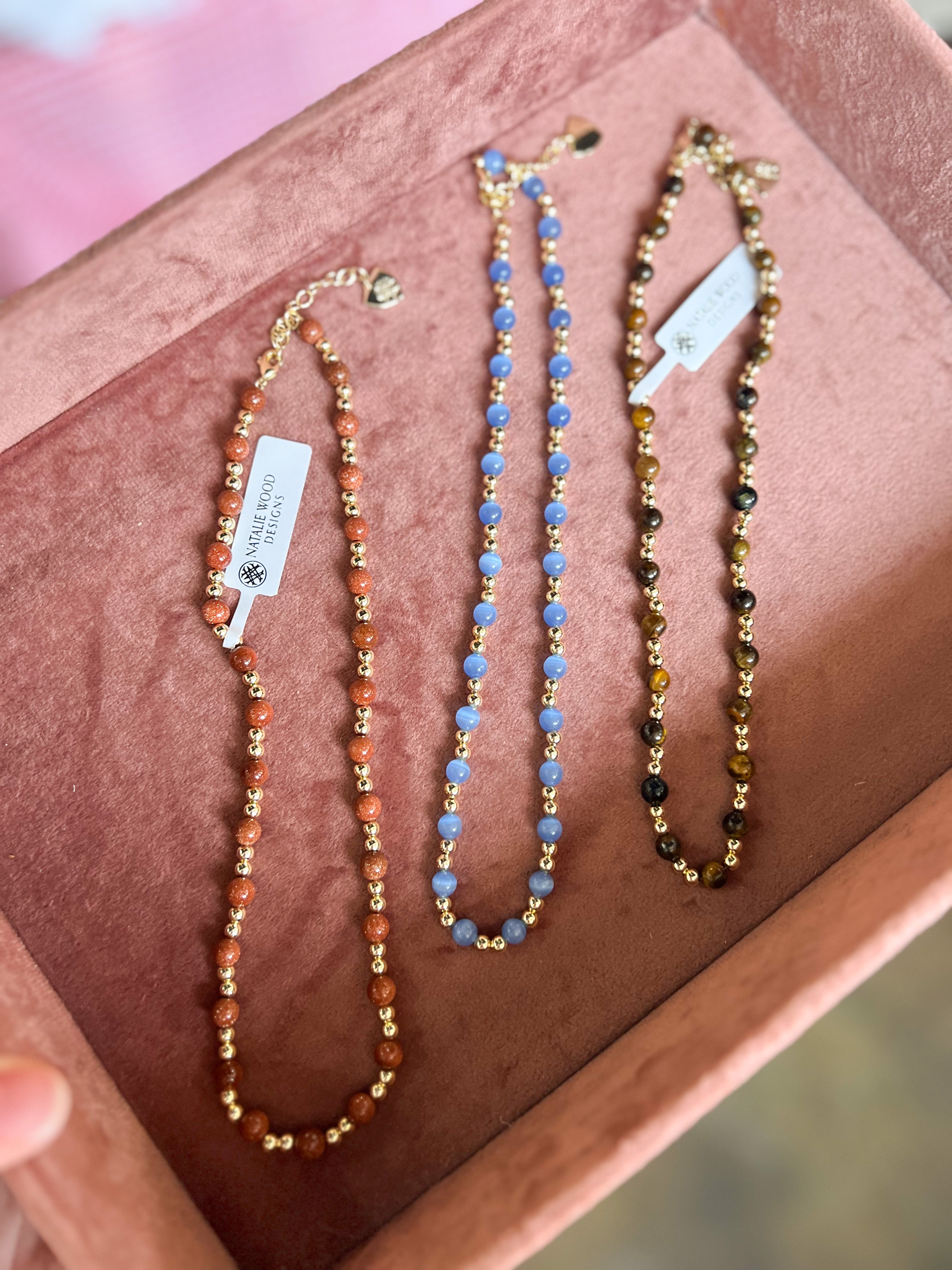 Natalie Wood - Adorned Mini Beaded Necklace - Sandstone-110 Jewelry & Hair-Natalie Wood-July & June Women's Fashion Boutique Located in San Antonio, Texas