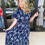 The Kailey Midi Dress - Navy-500 Midi-ENTRO-July & June Women's Fashion Boutique Located in San Antonio, Texas