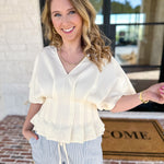 Elevated Chic Top - Cream-200 Fashion Blouses-ENTRO-July & June Women's Fashion Boutique Located in San Antonio, Texas