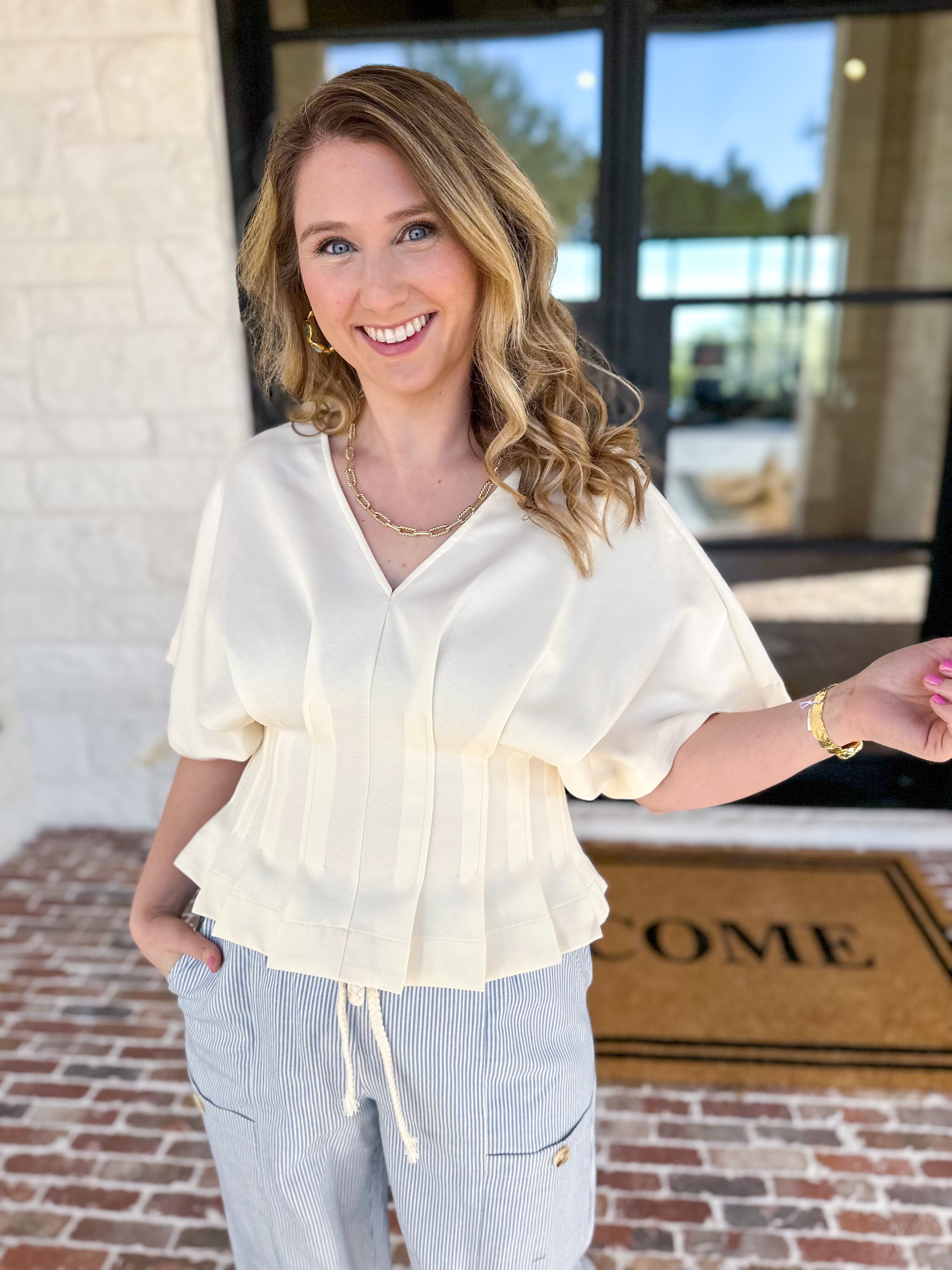 Elevated Chic Top - Cream-200 Fashion Blouses-ENTRO-July & June Women's Fashion Boutique Located in San Antonio, Texas