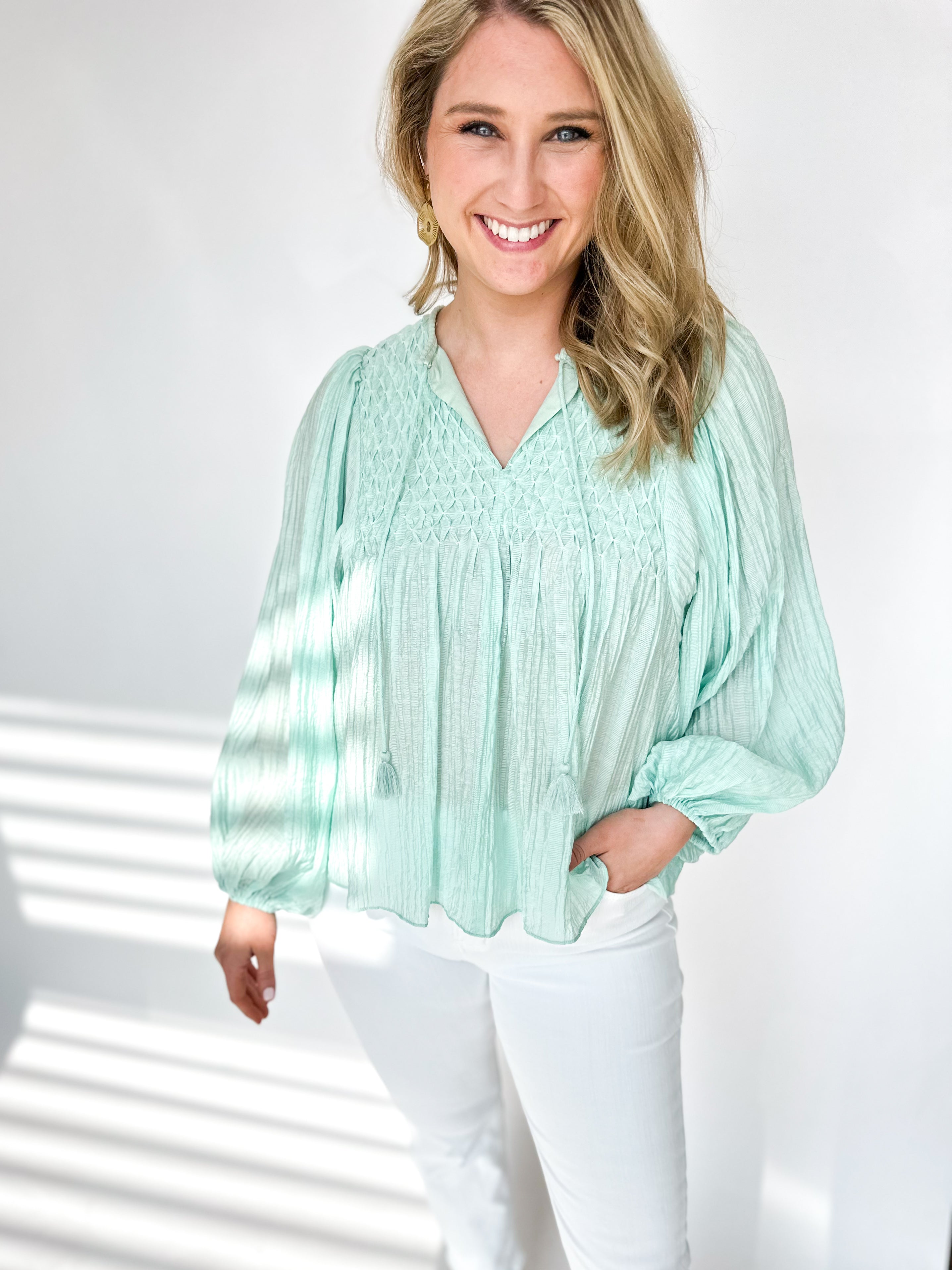 Lily Blouse - Teal-200 Fashion Blouses-OLIVACEOUS-July & June Women's Fashion Boutique Located in San Antonio, Texas