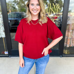 The Ella Knit Sweater Top - Burgundy-230 Sweaters/Cardis-JODIFL-July & June Women's Fashion Boutique Located in San Antonio, Texas