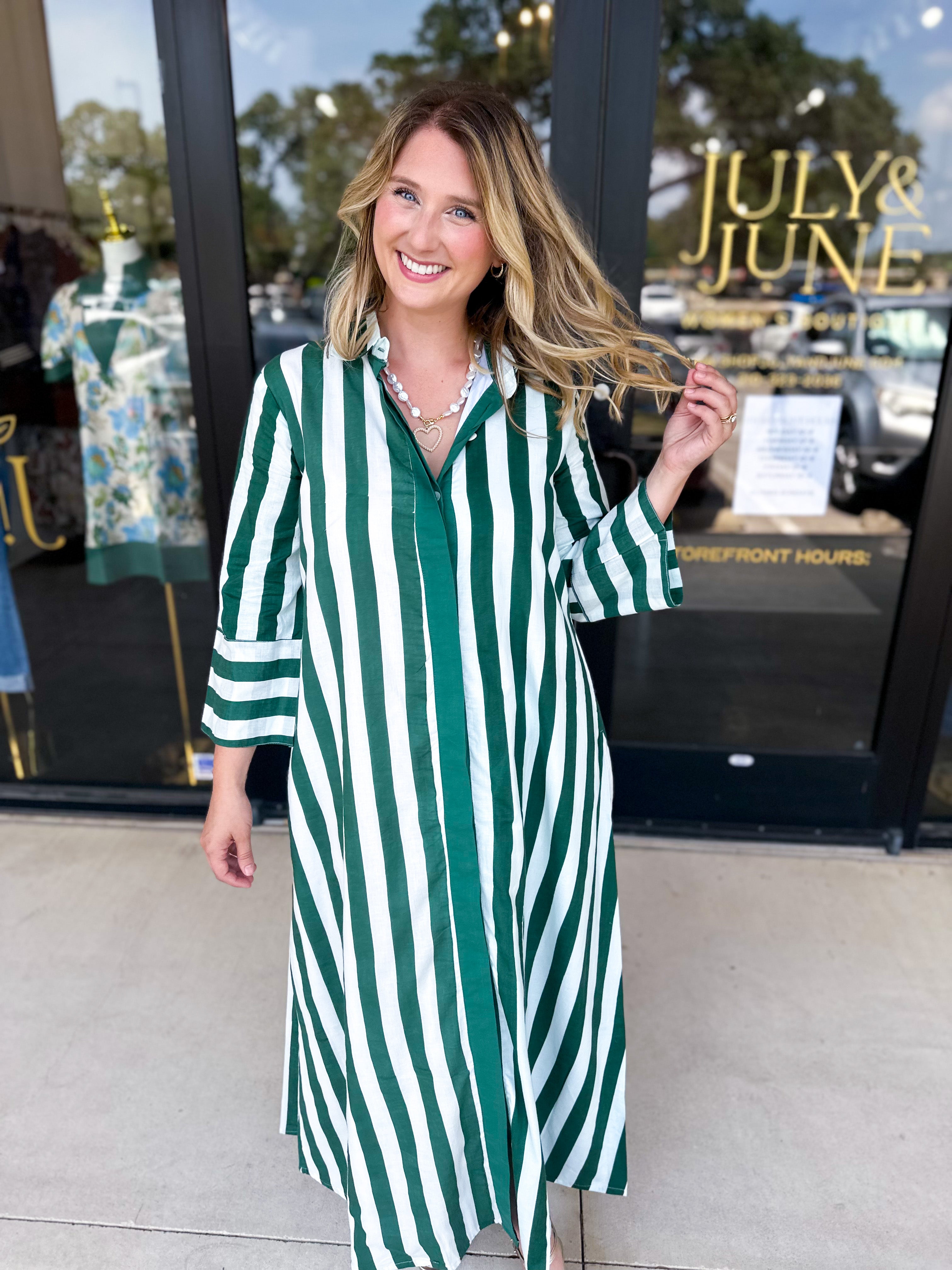Heart of Grace Green Midi Dress-500 Midi-HEART OF GRACE-July & June Women's Fashion Boutique Located in San Antonio, Texas