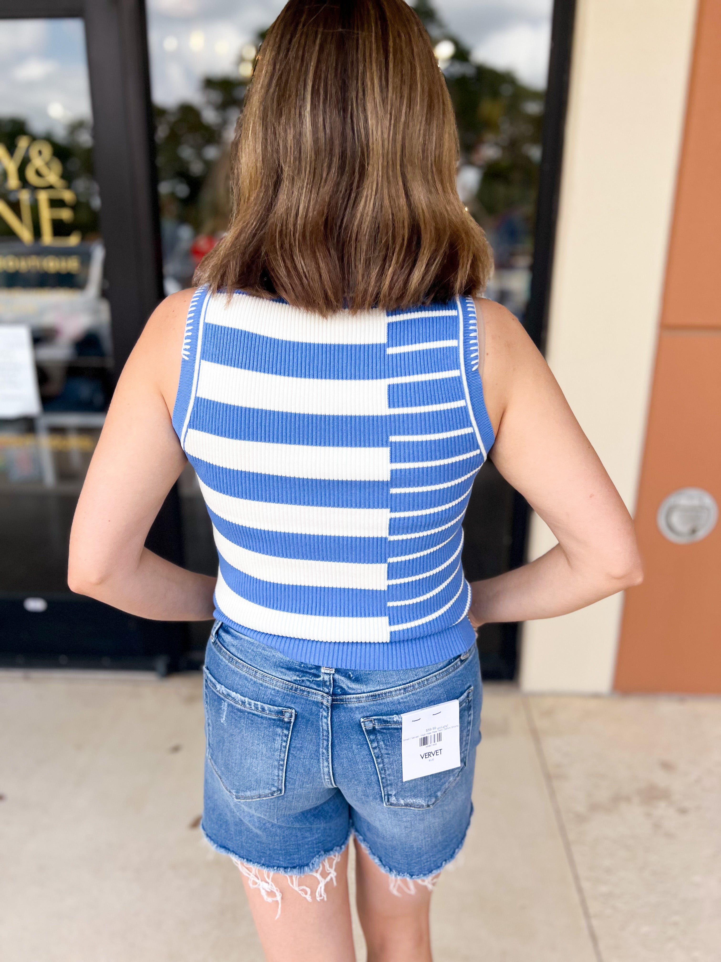 Seacrest Knit Tank - Light Blue-210 Casual Blouses-ENTRO-July & June Women's Fashion Boutique Located in San Antonio, Texas
