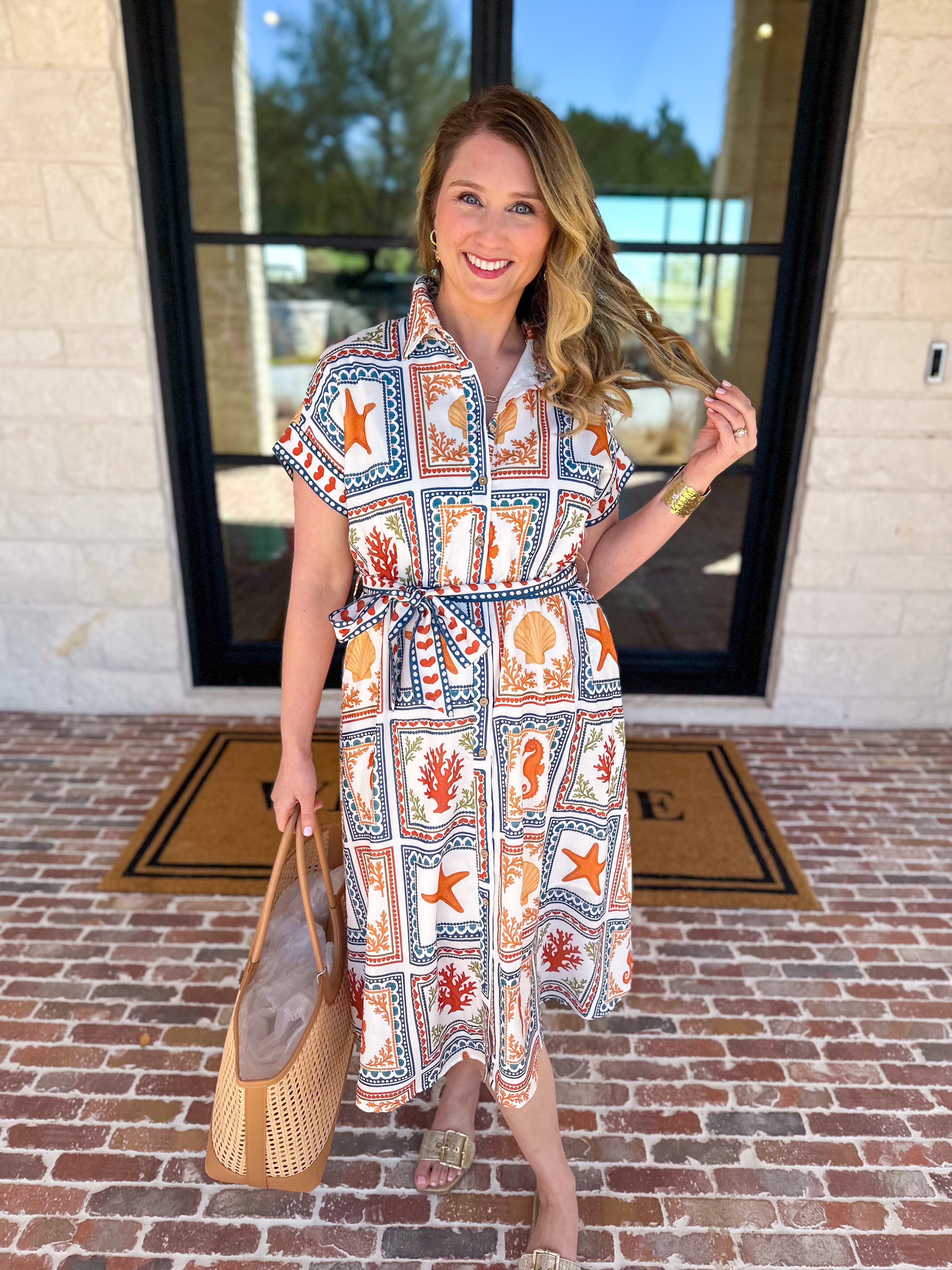 By the Shores Midi Dress-500 Midi-POLOGRAM-July & June Women's Fashion Boutique Located in San Antonio, Texas