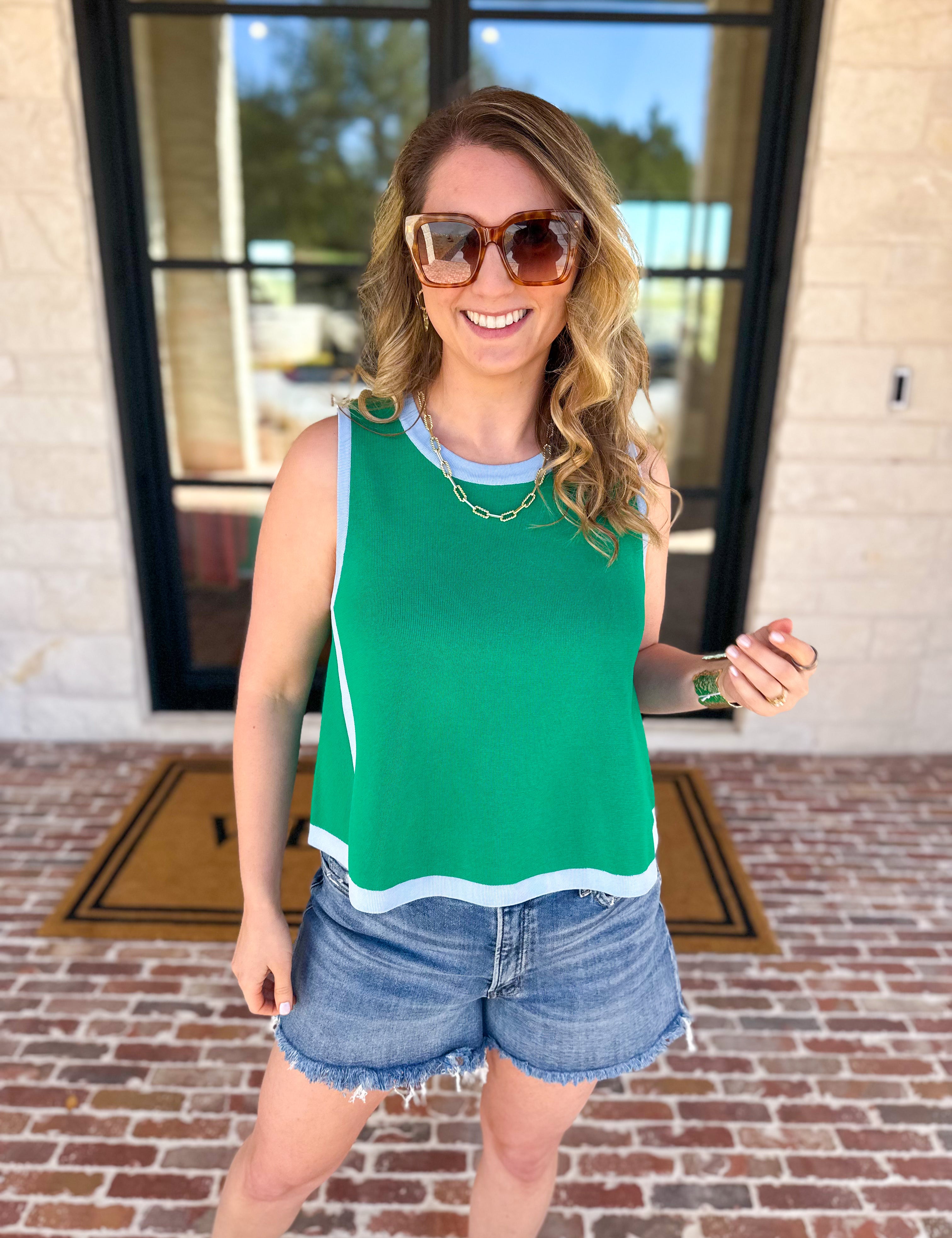 Fun Colorblock Knit Tank-210 Casual Blouses-ENTRO-July & June Women's Fashion Boutique Located in San Antonio, Texas