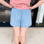 Classic & Comfy Denim Shorts - Light Denim-510 Mini-ENTRO-July & June Women's Fashion Boutique Located in San Antonio, Texas