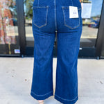 Vervet - Dark High Rise Trouser Wide Leg Jeans-400 Pants-VEVERT BY FLYING MONKEY-July & June Women's Fashion Boutique Located in San Antonio, Texas