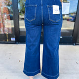 Vervet - Dark High Rise Trouser Wide Leg Jeans-400 Pants-VEVERT BY FLYING MONKEY-July & June Women's Fashion Boutique Located in San Antonio, Texas