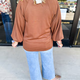 Everyday Comfy Long Sleeve - Chocolate-210 Casual Blouses-JODIFL-July & June Women's Fashion Boutique Located in San Antonio, Texas