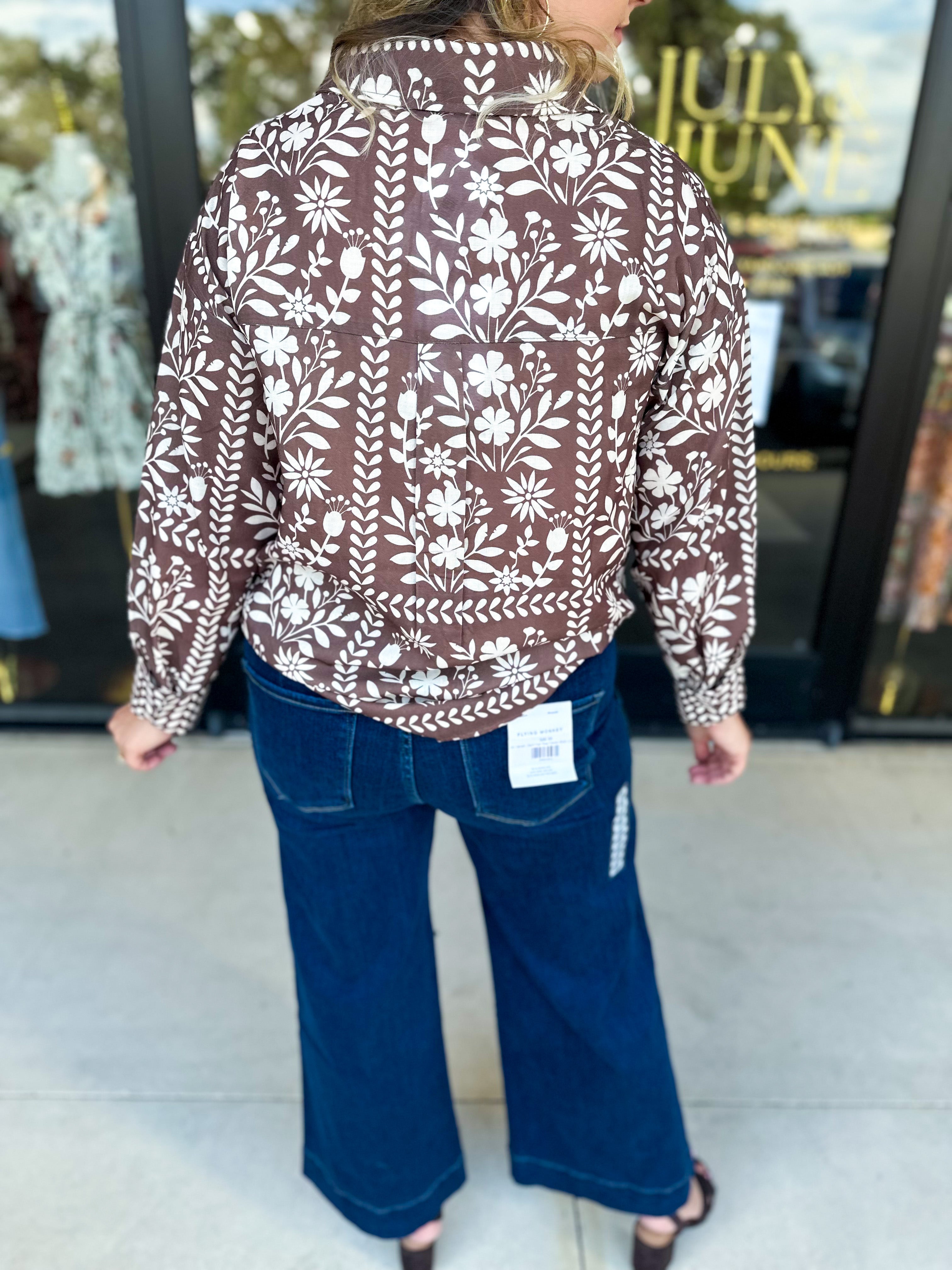 The Wrenlee Blouse - Chocolate Brown-200 Fashion Blouses-POLOGRAM-July & June Women's Fashion Boutique Located in San Antonio, Texas